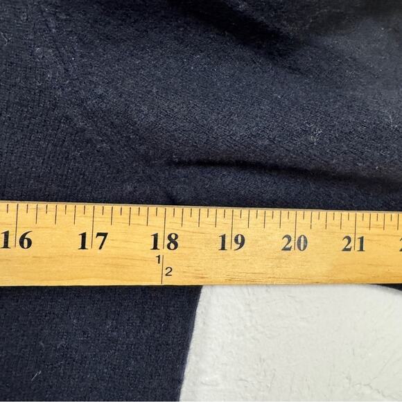 J Crew Navy Blue Beaded Shoulder Cashmere Blend Sweater Womens L Preppy Coquette - Picture 6 of 10